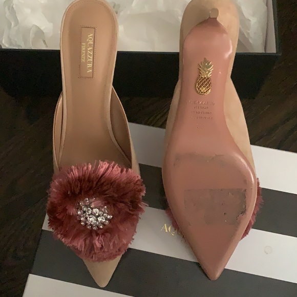 Aquazurra powder puff pompom mules - Picture 2 of 3